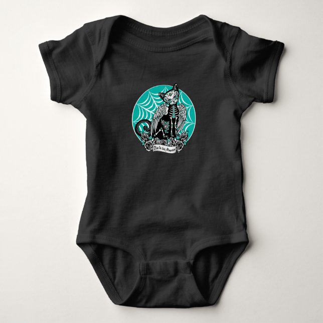 Sugar Skull Cat Baby Bodysuit (Front)