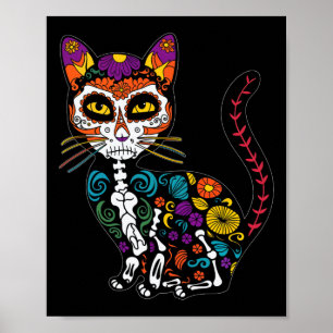 Sugar Skull Cat Celebration For Cat Lovers  Poster