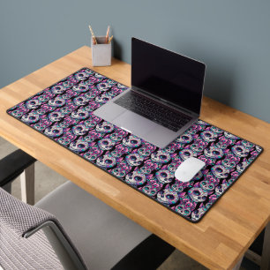 Sugar Skull Cat Pattern Desk Mat