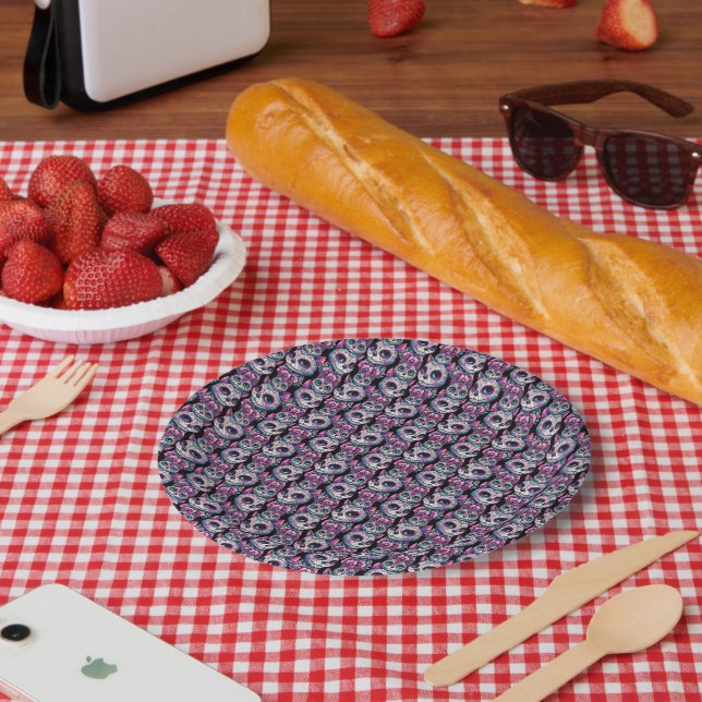 Sugar Skull Cat Pattern Paper Plate (Picnic)