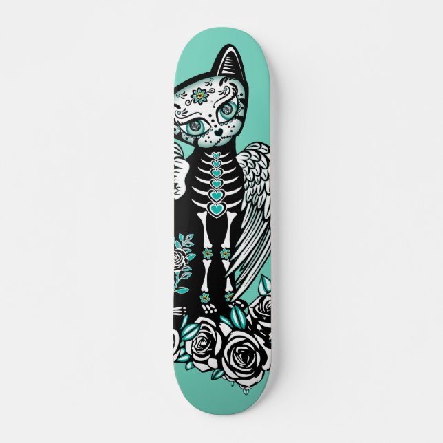 Sugar Skull Cat Skateboard (Front)