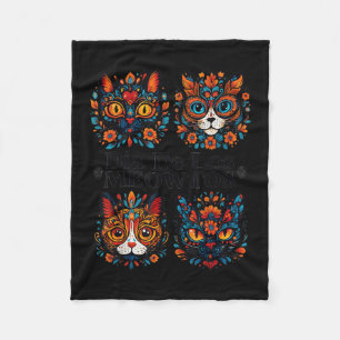 Sugar Skull Cats Dia De Los Meowtos Muertos Day Of Fleece Blanket