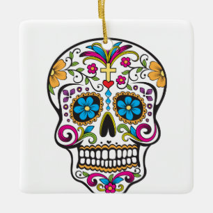 Sugar Skull Ceramic Ornament