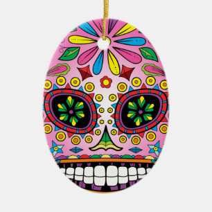 Sugar Skull Ceramic Ornament