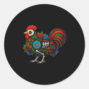 Sugar Skull Chicken Dia De Muertos Halloween Day O Classic Round Sticker