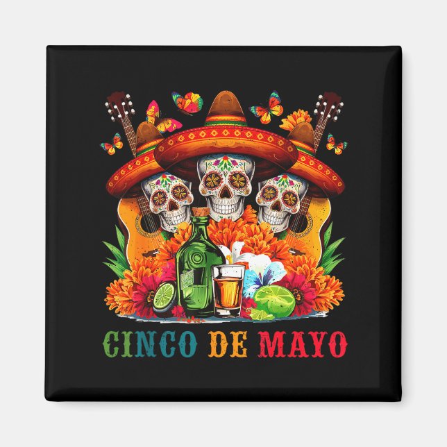 Sugar skull cinco de mayo mexican fiesta magnet (Front)