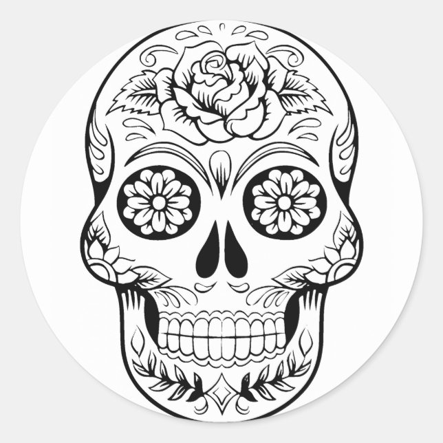 Sugar Skull Classic Round Sticker (Front)