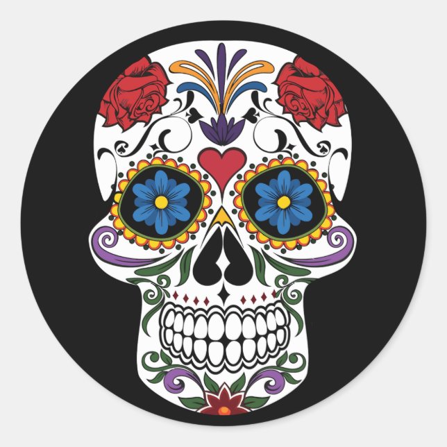 Sugar Skull Classic Round Sticker (Front)
