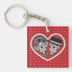 Sugar Skull Couple Keychain