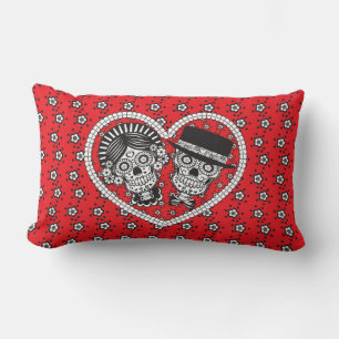 Sugar Skull Couple Lumbar Pillow