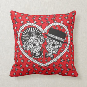 Sugar Skull Couple Throw Pillow