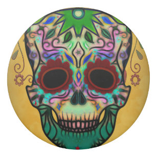 Sugar Skull Day of Dead Colourful Folk Art Eraser