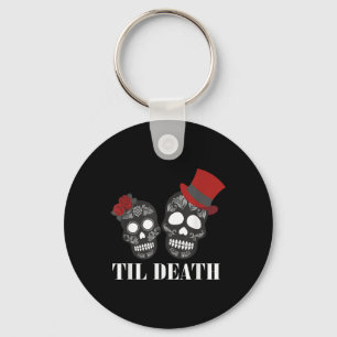 Sugar Skull Day Of Dead Married Couple Wedding Bri Keychain