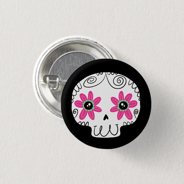 Sugar Skull Day of the Dead 1 Inch Round Button (Front & Back)
