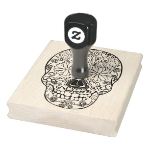Sugar Skull, Day of the Dead, 4" x 5" Rubber Stamp