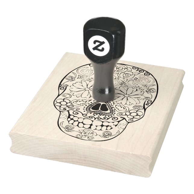 Sugar Skull, Day of the Dead, 4" x 5" Rubber Stamp (Stamp)