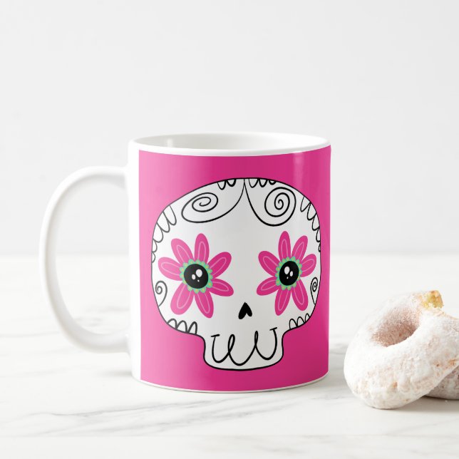 Sugar Skull Day of the Dead Coffee Mug (With Donut)
