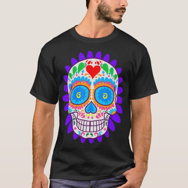 Sugar Skull Day Of The Dead Cool Bone Head Gift T-Shirt (Front)