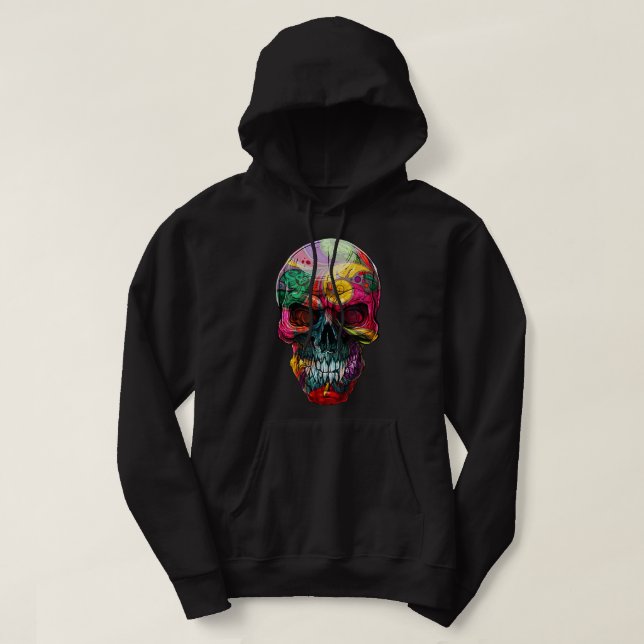 Sugar Skull Day Of The Dead Cool Bone Head Skulls  Hoodie (Design Front)