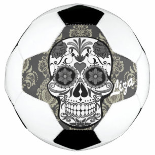 Sugar Skull "Day of the Dead" Damask Lace Custom  Soccer Ball