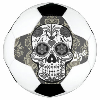 Sugar Skull "Day of the Dead" Damask Lace Custom  Soccer Ball