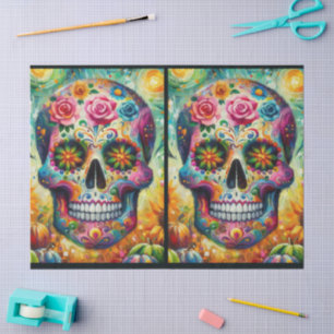 Sugar Skull Day of the Dead Decoupage Tissue Paper