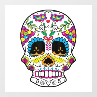Sugar Skull Day Of The Dead Dia De Los Muertos Art Window Cling