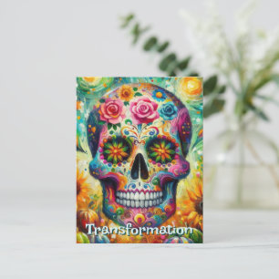 Sugar Skull Day of the Dead Floral Personalized Postcard