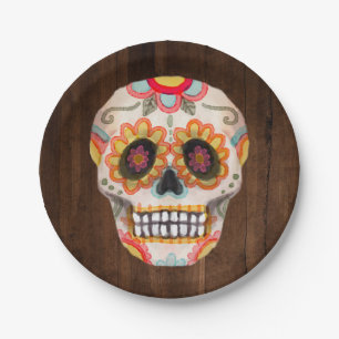 Sugar Skull Day of the Dead Halloween Party Paper Plate