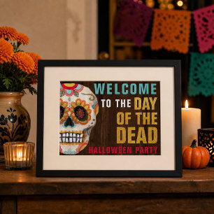 Sugar Skull Day of the Dead Halloween Welcome Poster