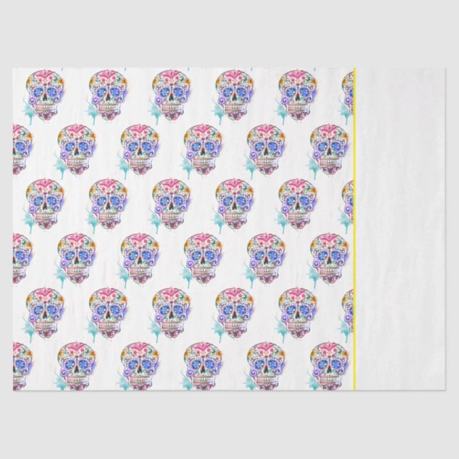 Sugar Skull Day of the Dead Life Celebration Colou Tissue Paper (Front)