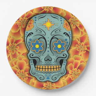 Sugar Skull - Day of the Dead (Marigold) Paper Plate