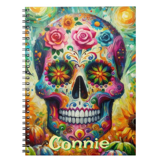 Sugar Skull Day of the Dead Personalized Notebook (Front)