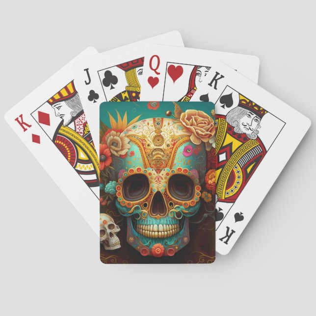 Sugar Skull Day Of The Dead Playing Cards (Back)