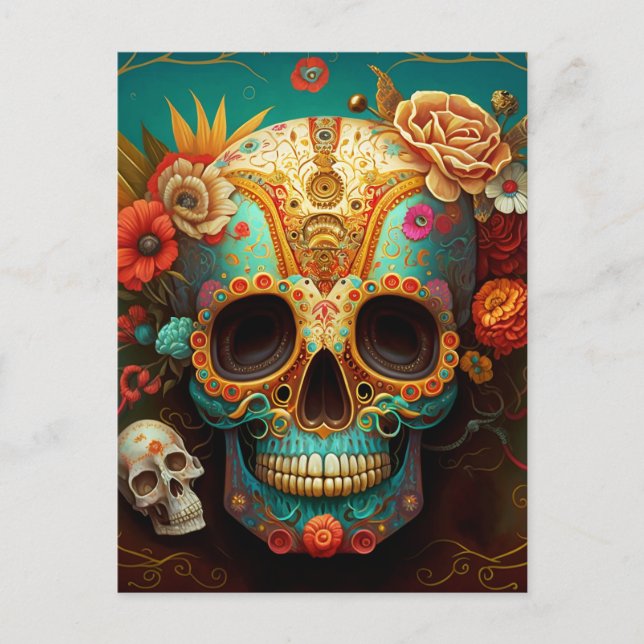 Sugar Skull Day Of The Dead Postcard (Front)