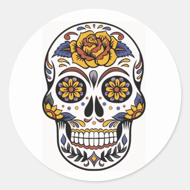 Sugar Skull Day of the Dead Sticker (Front)