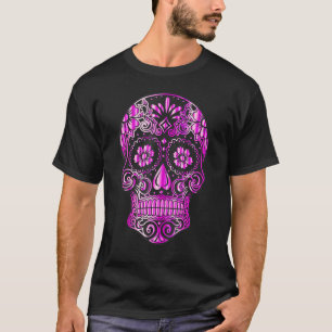 Sugar Skull Day Of The Dead Tattoo Colourful Flowe T-Shirt
