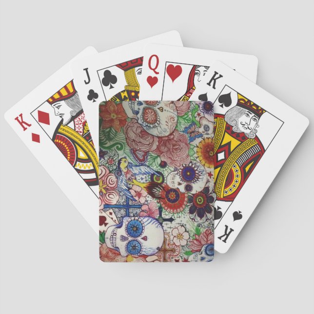 sugar skull day of the dead tattoo playing cards (Back)