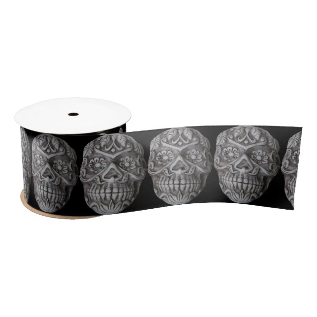 Sugar Skull Day of the Dead Thunder_Cove Satin Ribbon (Spool)