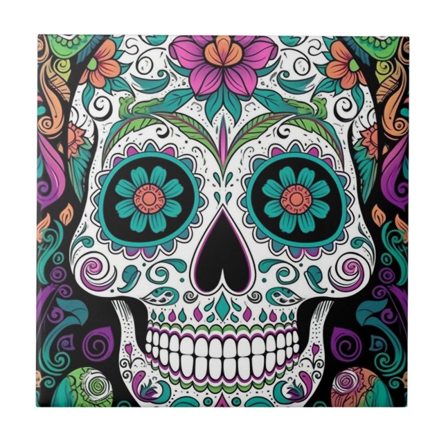 Sugar Skull Day Of The Dead Tile (Front)