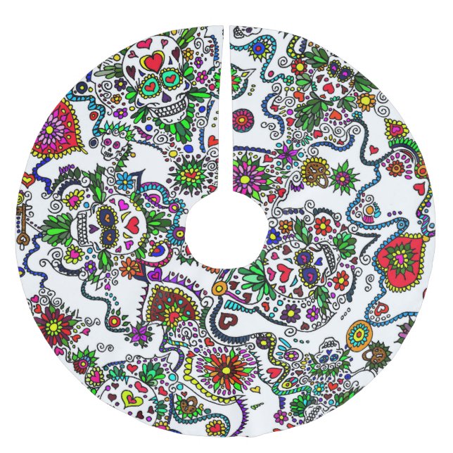 Sugar Skull Day Of The Dead Tree Skirt (Front)