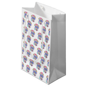 Sugar Skull Day of the Dead Watercolor Tattoo Art  Small Gift Bag