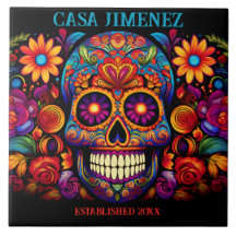 Sugar Skull Day of the Dead Wedding Gift Tile