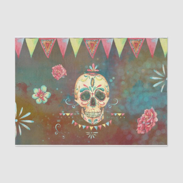 Sugar Skull Decoupage Paper 4 Dia De Los Muertos  (Front)