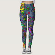 Sugar Skull Denim Look Women's Leggings