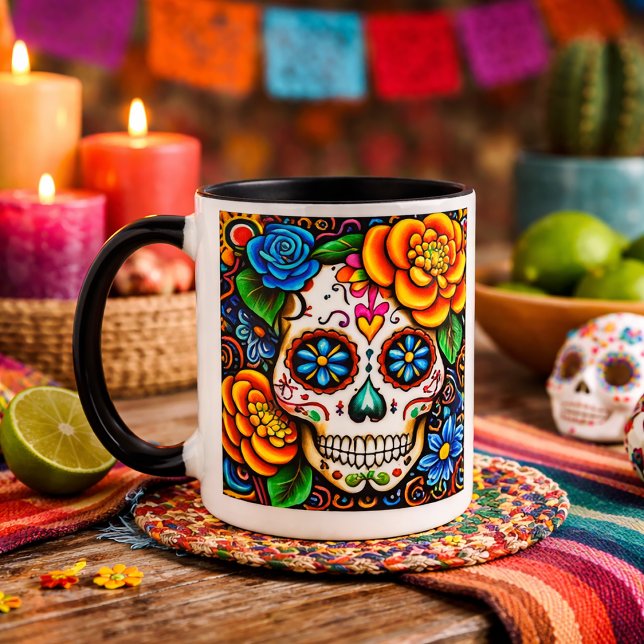 Sugar skull design magic mug (Creator Uploaded)
