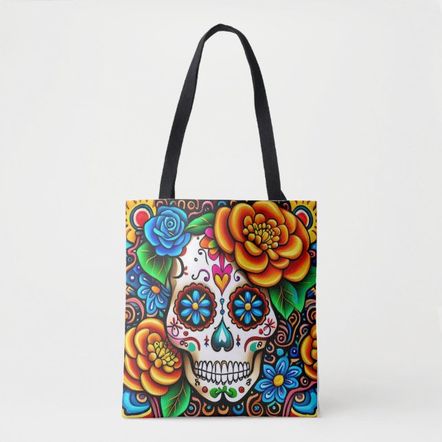 Sugar skull design tote bag (Front)