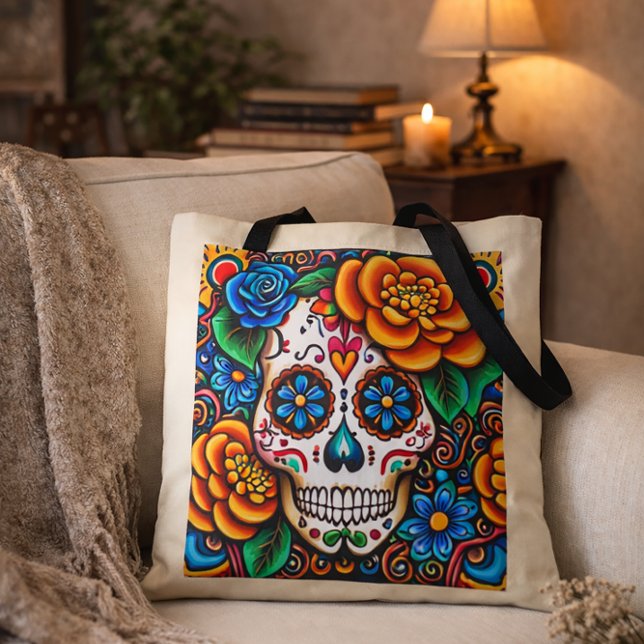 Sugar skull design tote bag (Creator Uploaded)