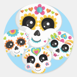 Sugar Skull Dia de La Muerte Halloween Birthday Cl Classic Round Sticker