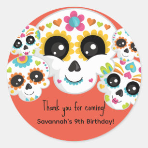 Sugar Skull Dia de La Muerte Halloween Birthday Classic Round Sticker